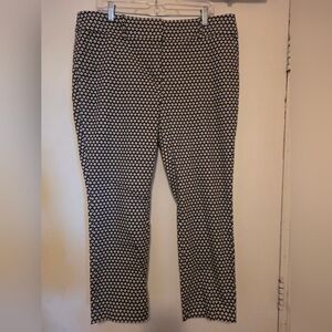 LOFT Julie Black and White Patterned Skinny Ankle Pants